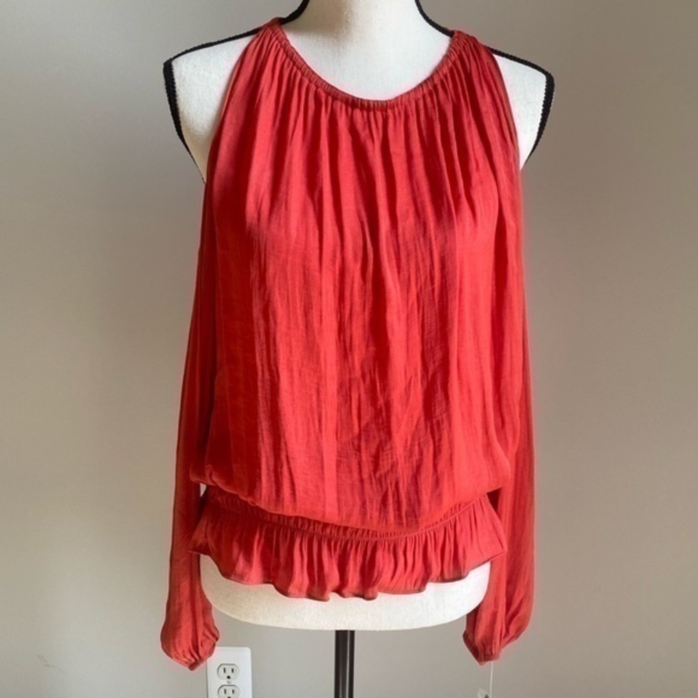 NWT Alfani Smocked Cold Shoulder Top Size L